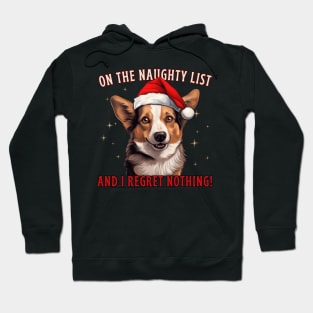 On The List Of Naughty And I Regret Nothing Funny Corgi Dog Hoodie